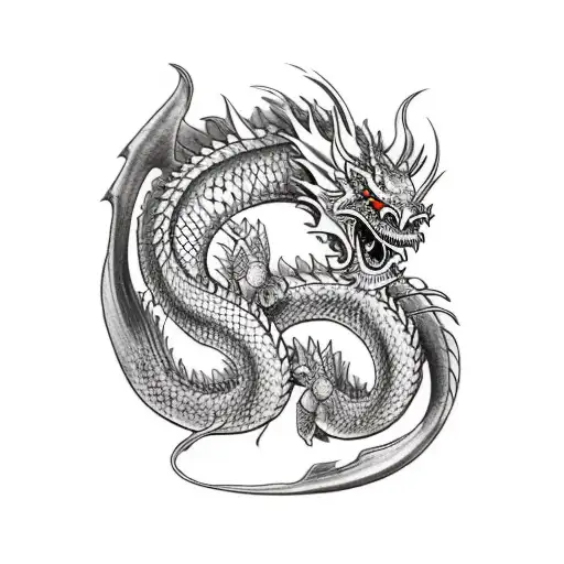 Yakuza Sleeve Tattoo Dragon Eating A Koi Fish And A Samurai Fighting The Dragon