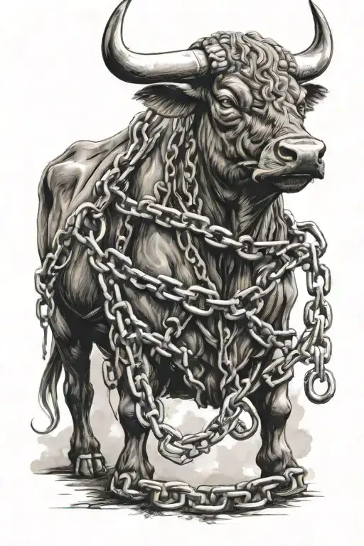 A Powerful Bull With Chains And A Slavic Axe