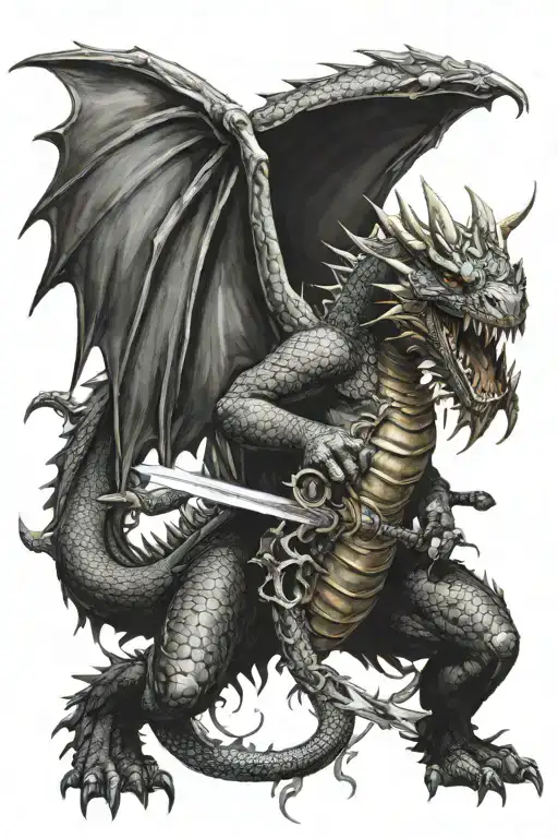 Dragon With Katana Sword