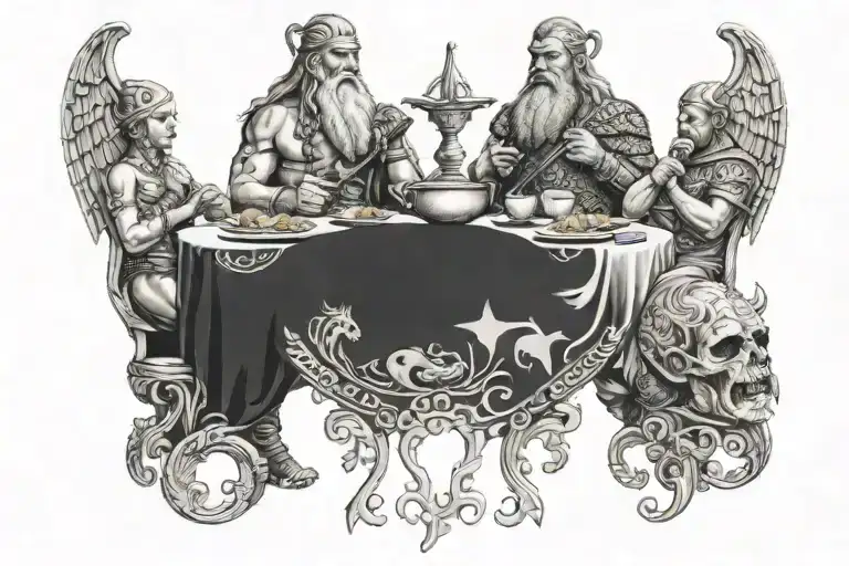 Nordic Gods Eating In Valhalla Symbol