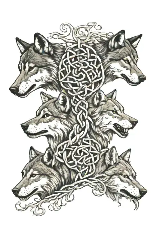 2 Wolves 1 Lioness With A Path A Celtic Forest