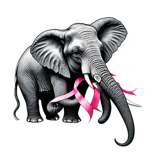 Elephant And Cancer Ribbon