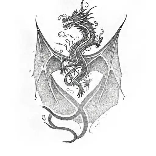 Dragon With Flame Sparks And Smoke