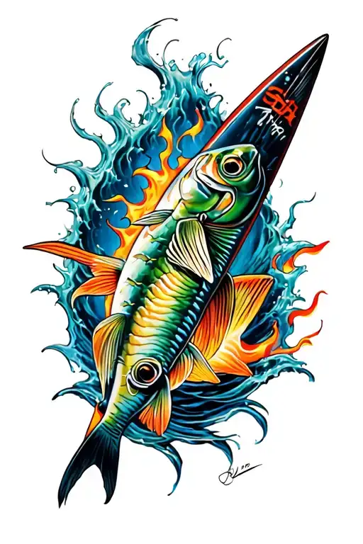 Fire Surf Board Fishing