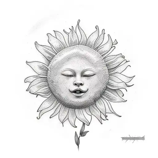 Flowers In A Field With Stream And Sun In The Sky