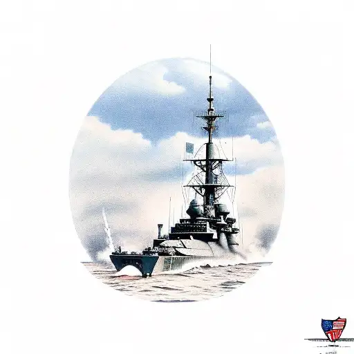 Bb-35 Uss Texas Firing Guns Normady Beach