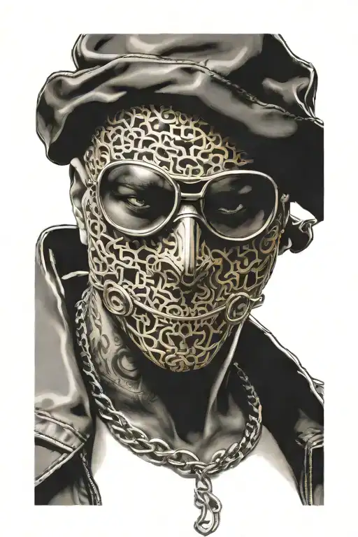 Gangster With Balaclava With Gold Chains