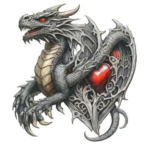 A Dragon Protecting A Heart