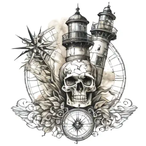 Lighthouse Compass 23 Skull