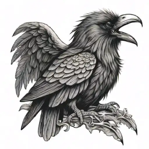 Nordic Or Greek Mythology God With A Raven