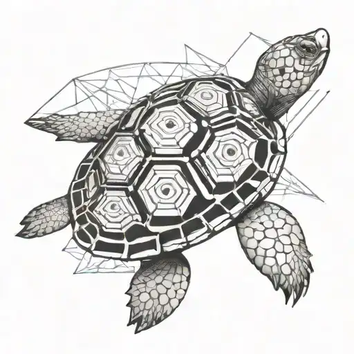 Preditor Turtle With Geometic Patterns On Shell