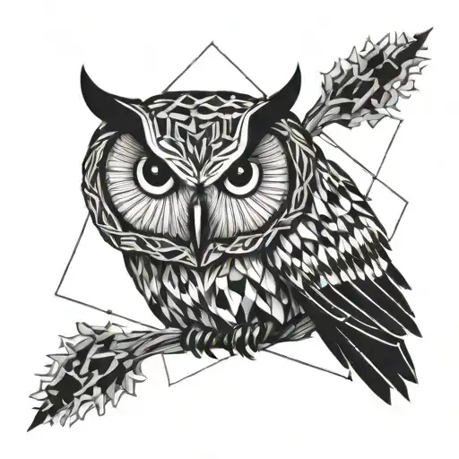 Abstract Geometric Design Incorporating An Owl Silhouette