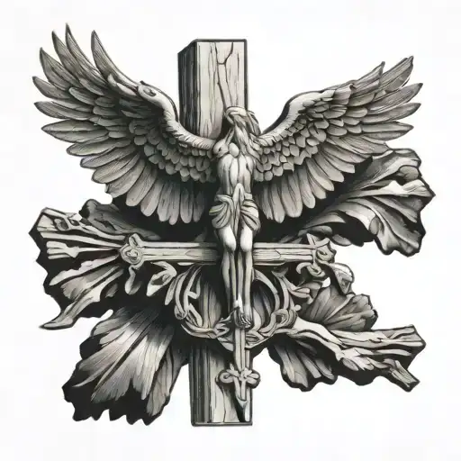 Polish Eagle Resting On A Crucifix