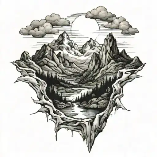 Mountains Surrounded By Receding Water