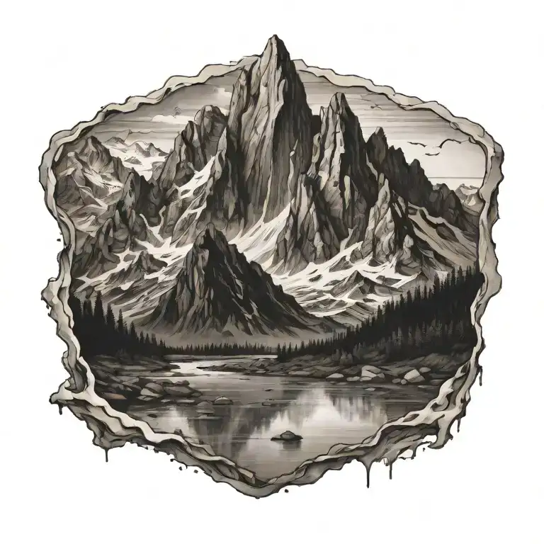 Mountain Surrounded By Receding Water