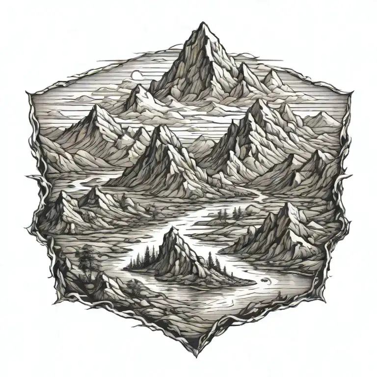 Large Mountain Surrounded By Receding Water