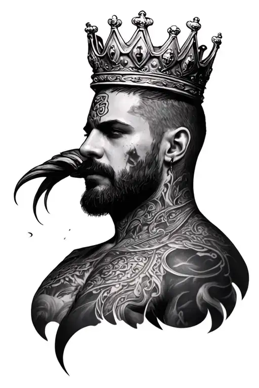 Mealanated Being With Crown And Ahnk Staff