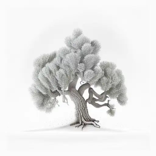 Tank Tracks With Olive Tree Siluette