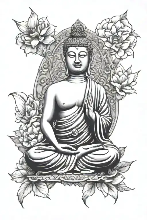 Buddha And Karma Symbol