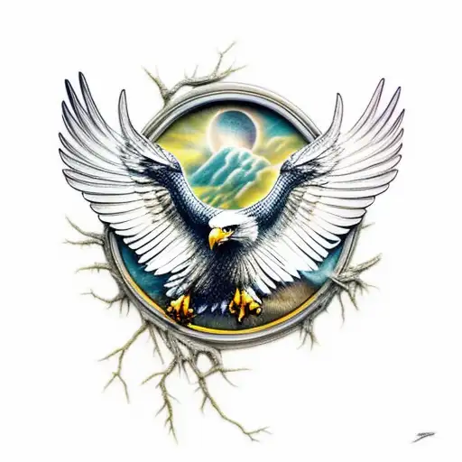 Eagle Landing On A Branch