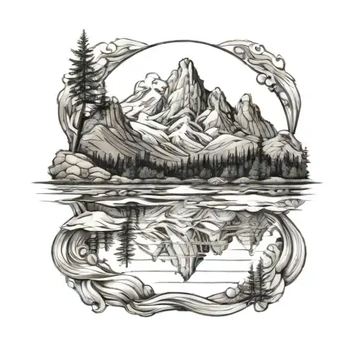 Mountain Range Surrounded By Receding Flood Waters