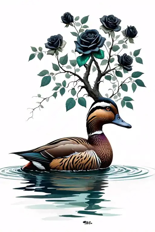 Duck In Water Black Roses Tiger Norse Tree