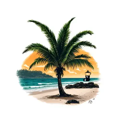 Michael Myers Coffee Beach Scene With Palm