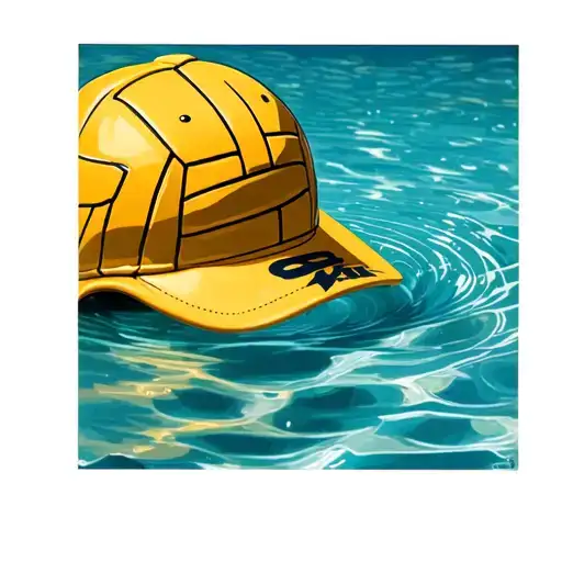 Water Polo Cap Laying On Surface Of The Water