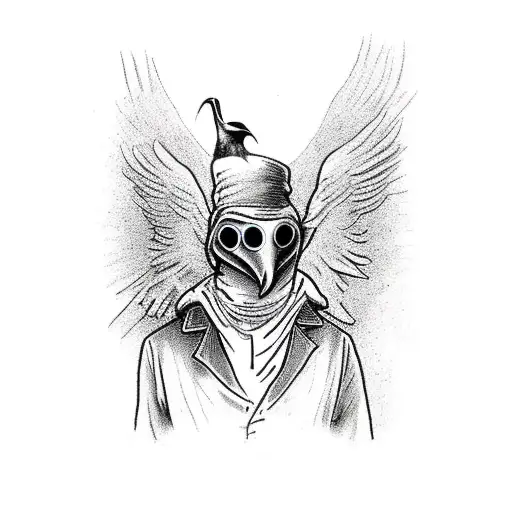 Plague Doctor With A Raven On His Shoulder