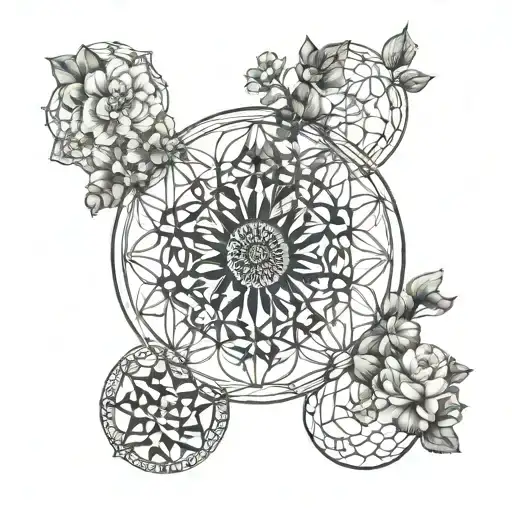 Flower Of Life Pattern Incorporating Tree Of Life