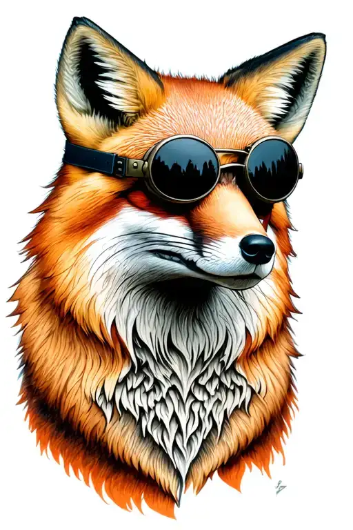 Fox Head And Shoulders Wearing Aviator Goggles