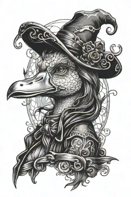 Witchy Pin Up Girl Holdi G A Duck