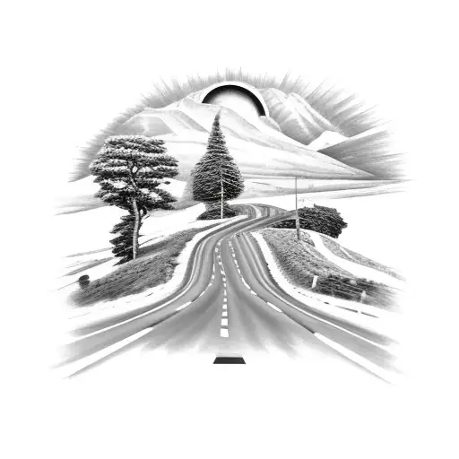 Winding Road With Looming Hourglass