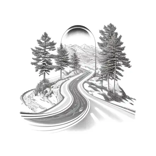 Winding Road With Looming Hourglass