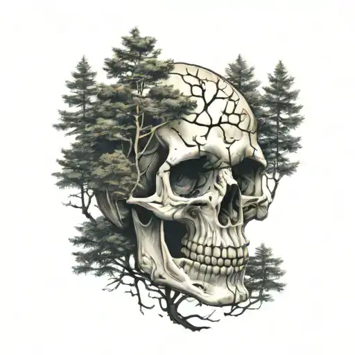 Skull And Trees Looking