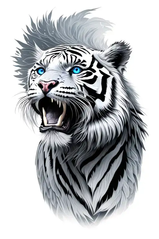 Phoenix And White Tigger Whith Blue Eyes