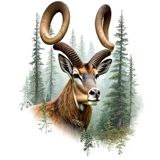 Ibex In The Forest
