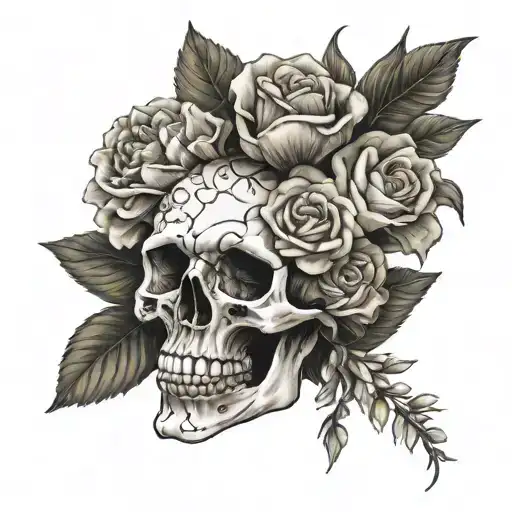Skull And Flower Bouquet