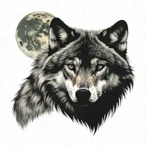 Wolf In Full Moon