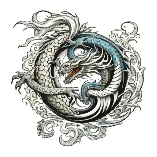 Yin Yang Fire Water Dragon