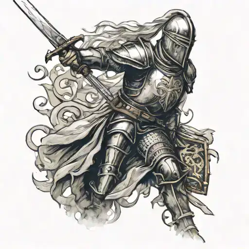 A Knight Holding A Sword Showing His Loyalty