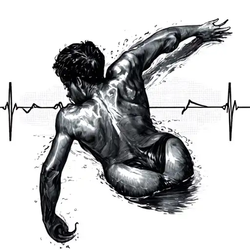 Swim And Ecg Line Drawing