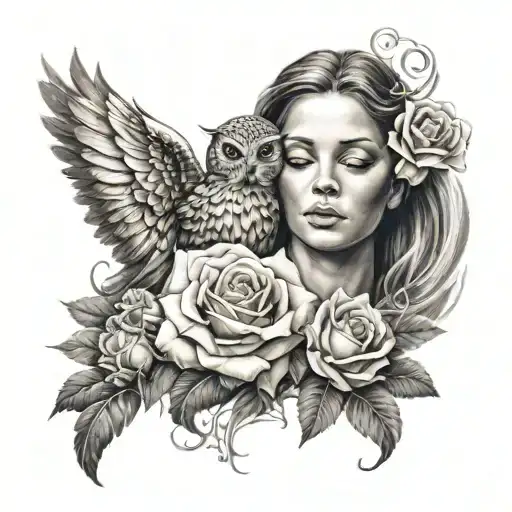 Retrato De Familiar Falkecido Que Tenga Alas De Angel Y Rosas