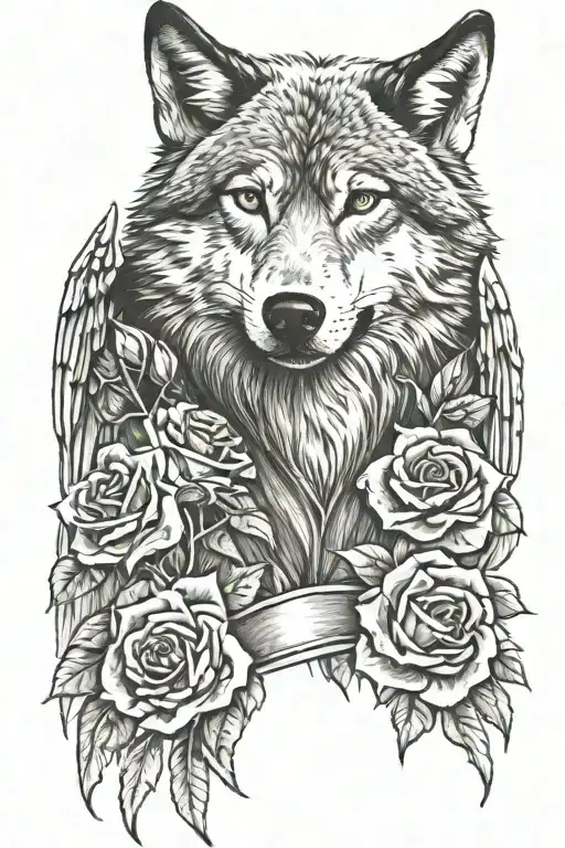 Wolf And Roses Laza Angel Wings Wrapped