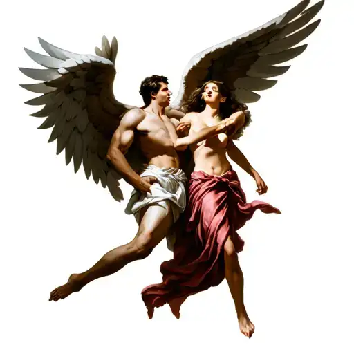 Fighting Angel Saving Male And Female Humans