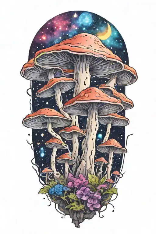 Galaxy Themed Vibrant Colored Space Mushrooms