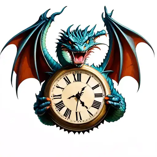 Dragon Holding A Clock