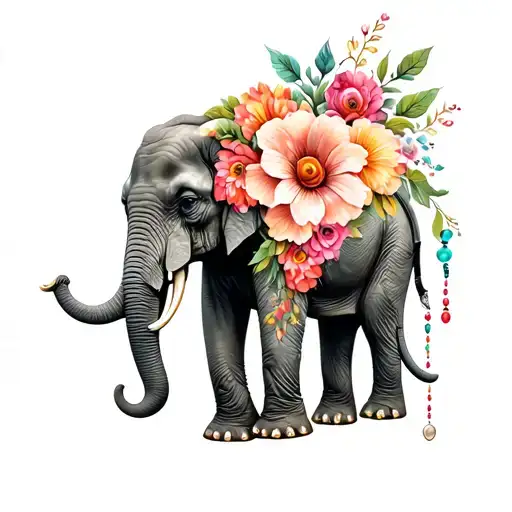 Elephant Flowers And Beads