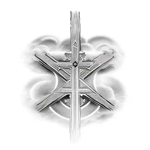 Church With Other Catholic Symbols To Symbolize Heaven