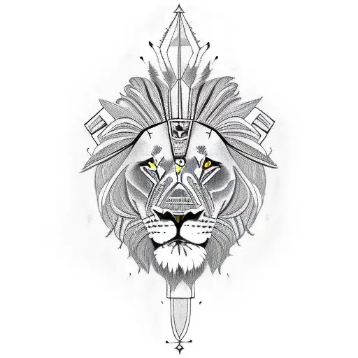 Lion With Native American Typography